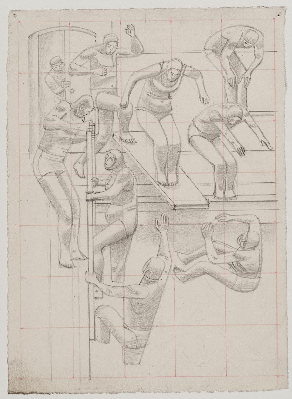 People diving into a swimming pool