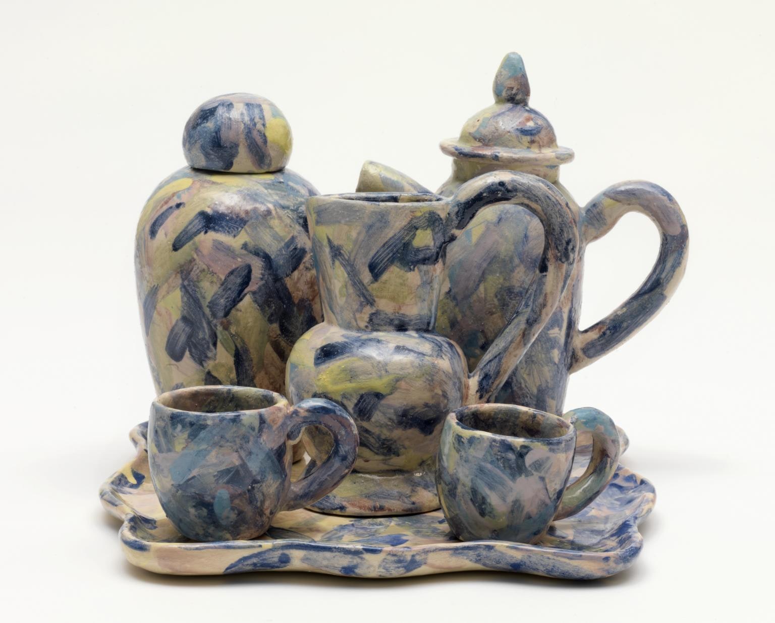 Coffee service and tray. Impressionist set