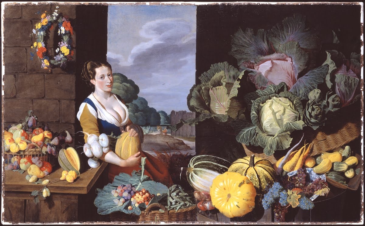 Cookmaid with Still Life of Vegetables and Fruit