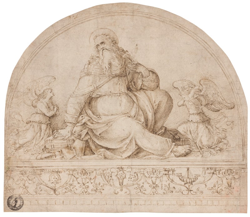Saint Matthew with two Angels (Design for a lunette)
