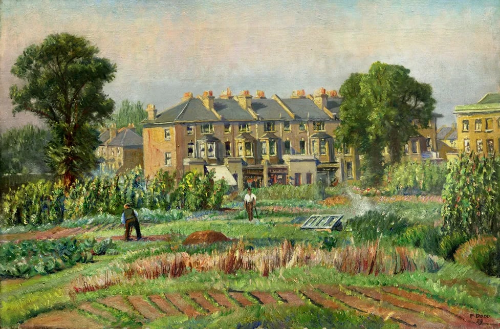 Gardens at Hammersmith Allotments' by Francis Dodd RA