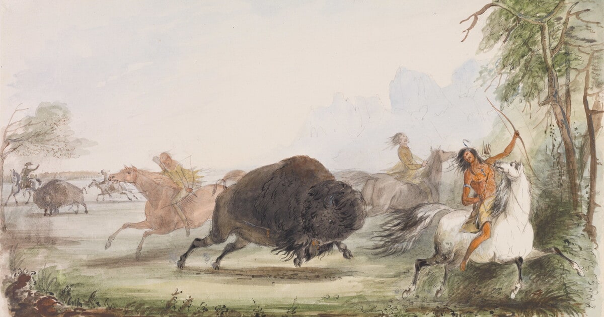 Indians Tantalizing a Wounded Buffalo
