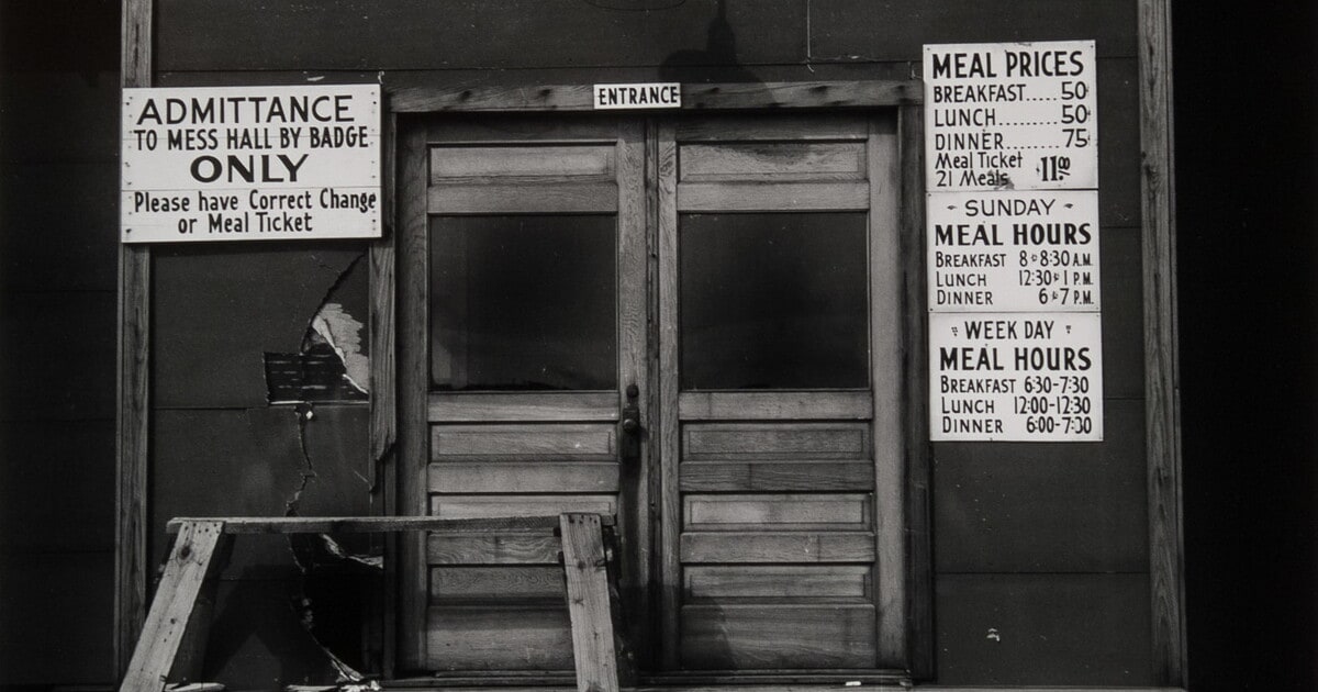 To Alleviate the Pressure Caused by the Expansion of Borger's Industries During the War, the Government Built Blocks of Temporary Housing for Its Workers, Including This Mess Hall near the Phillips Petroleum Company Refinery. Borger, Texas