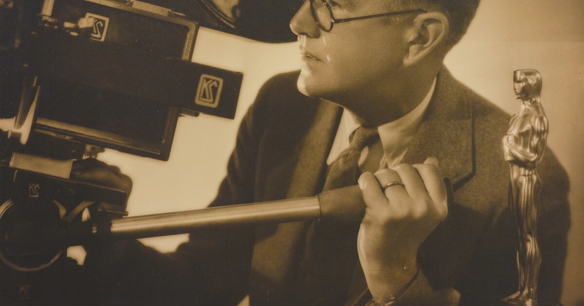 Karl Struss with His Cinematography Oscar for the Film Sunrise
