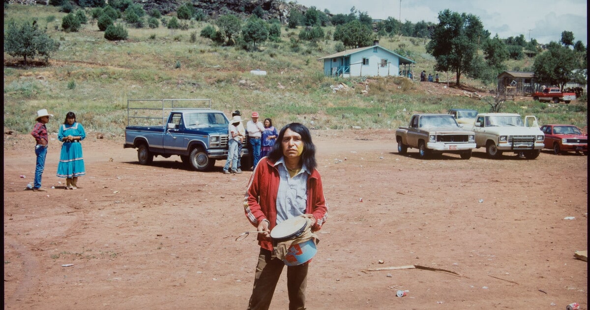 Apache Drummer after Sunrise Ceremony, White River, Arizona, 1985