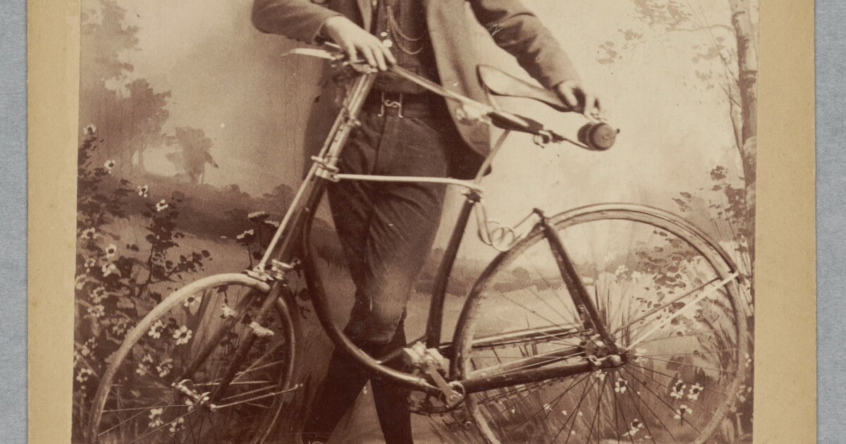[Portrait of a young M.W. Trester with bicycle]