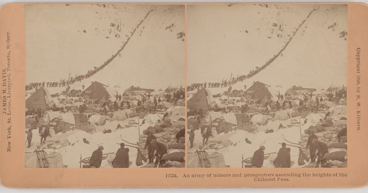 An Army of Miners and Prospectors Ascending the Heights of the Chilcoot Pass
