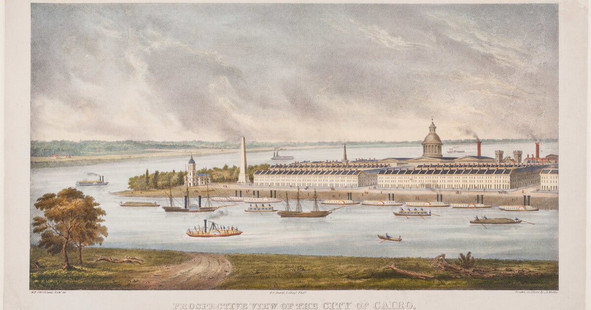 Prospective View of the City of Cairo, at the Junction of the Ohio with the Mississippi River, Illinois