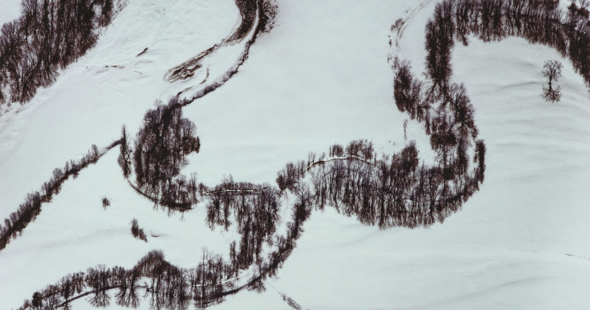 Frozen Stream with Dormant Tree and Shadows, Bethel, Maine