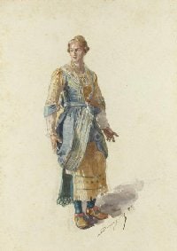 Standing Woman in Traditional Costume