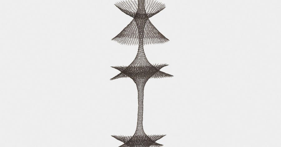 Untitled (S.335, Hanging Four-and-a-Half Open Hyperbolic Shapes that Penetrate Each Other)