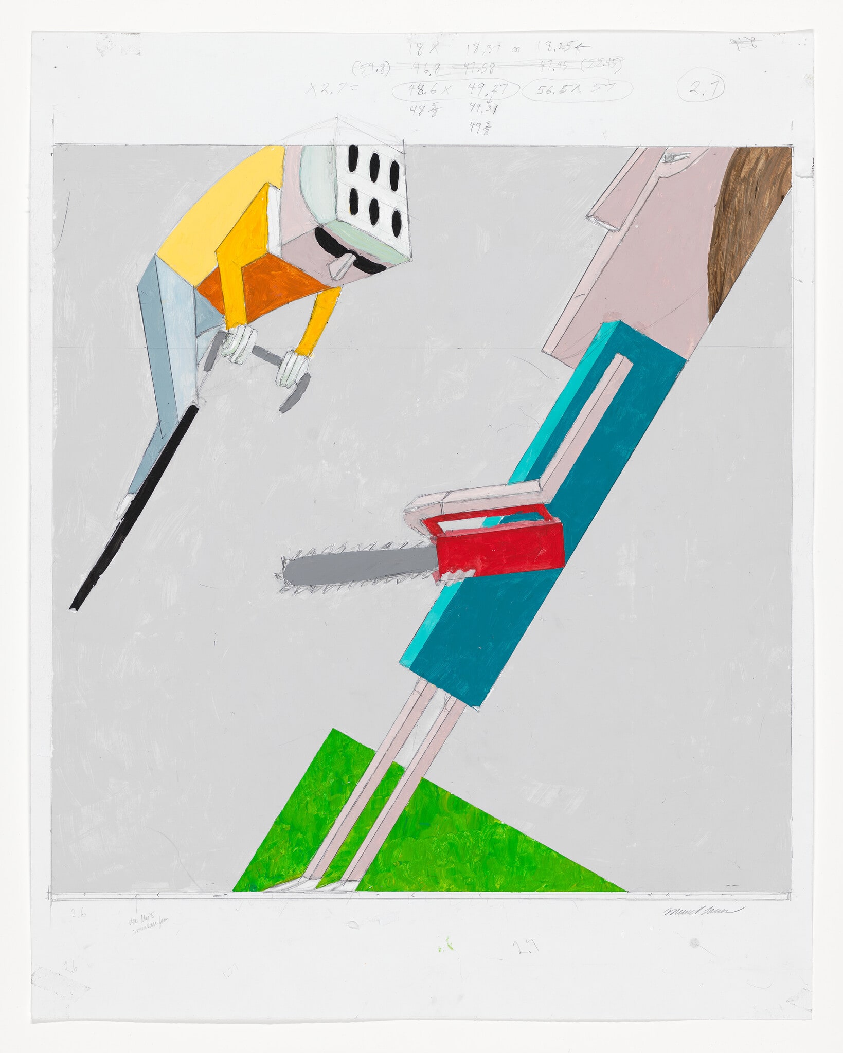 Study #1 for “Chainsawer + Bicyclist”
