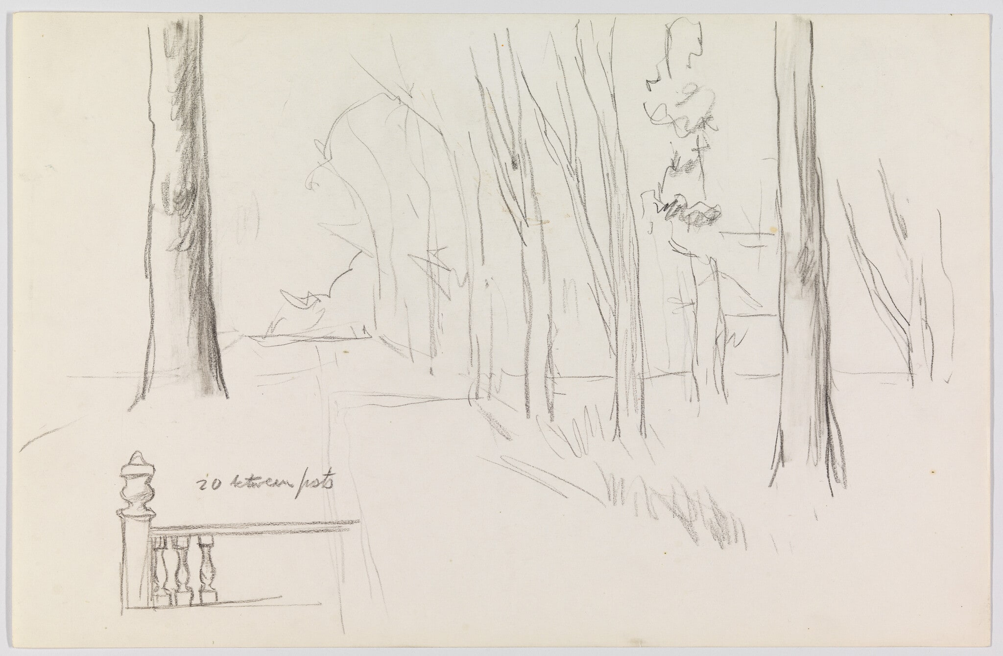 (Two Studies: Wooded Landscape and Balustrade)