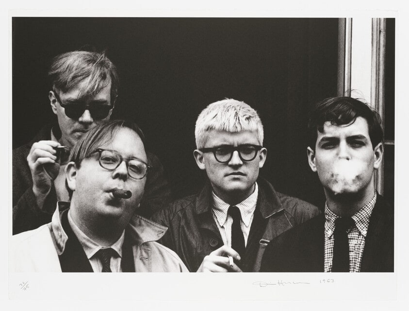 Andy Warhol, David Hockney, Henry Geldzahler and Jeff Goodman from "Out of the 60's"