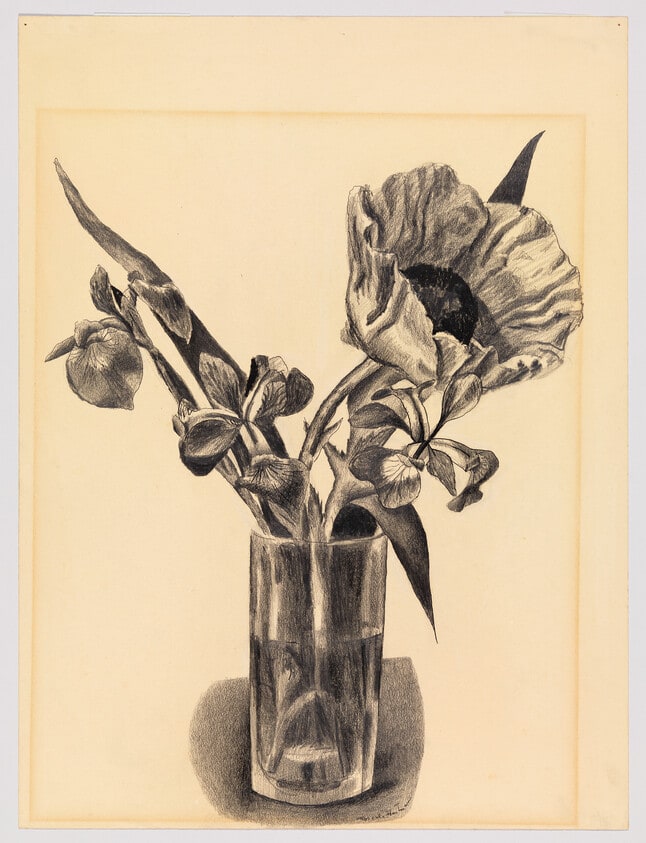 Iris and Poppy in Glass