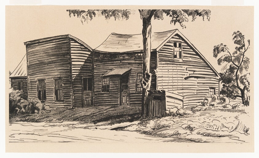 Untitled (Old farm house by side of road)