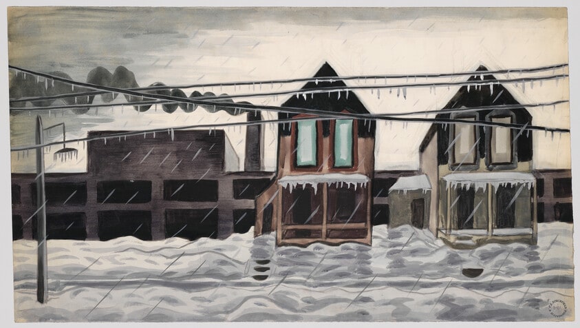 Cottages in the Winter Rain