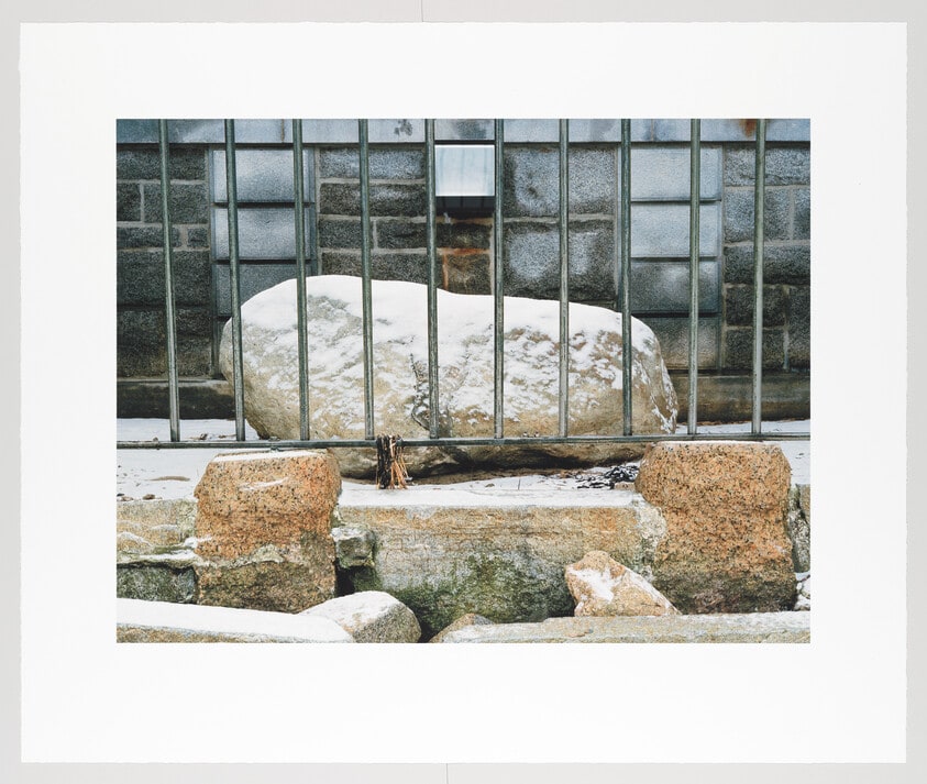 Glacial Erratic; Plymouth Massachusetts (snowfall)