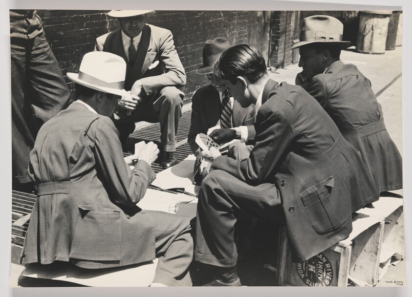 Untitled (Italians playing cards, Village, NY)