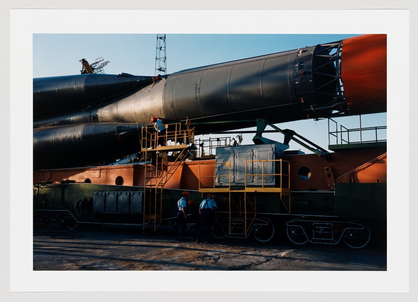 Soyuz on launch pad, Baikonur, Kazakhstan