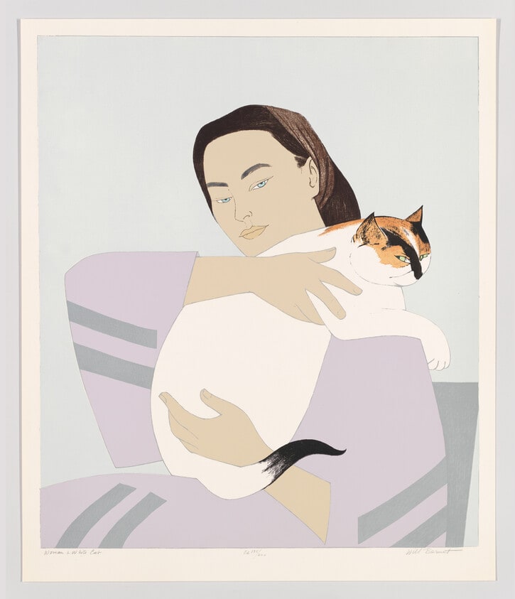 Woman & White Cat