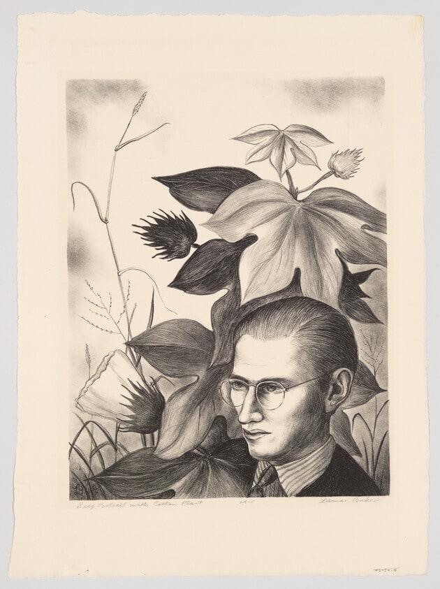 Self Portrait with Cotton Plant