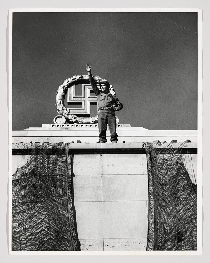 Untitled (American Soldier Hubert Strickland Giving a Mock Nazi Salute at the Stadium in Nuremberg, Germany)