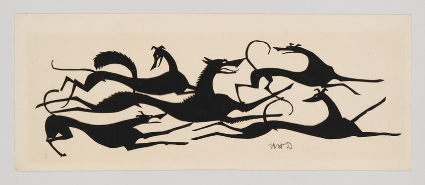 Untitled: Four Dogs Attacking a Fox