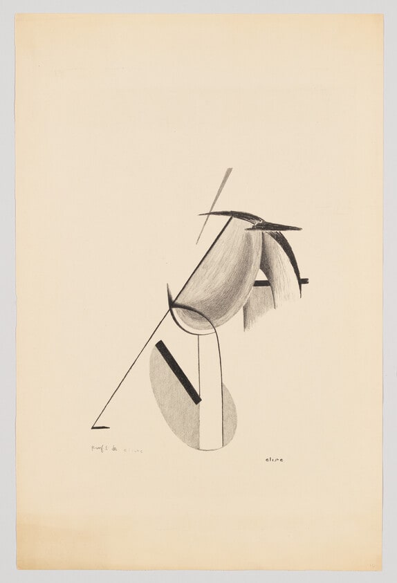Untitled (Abstract, Ovoids and Lines)
