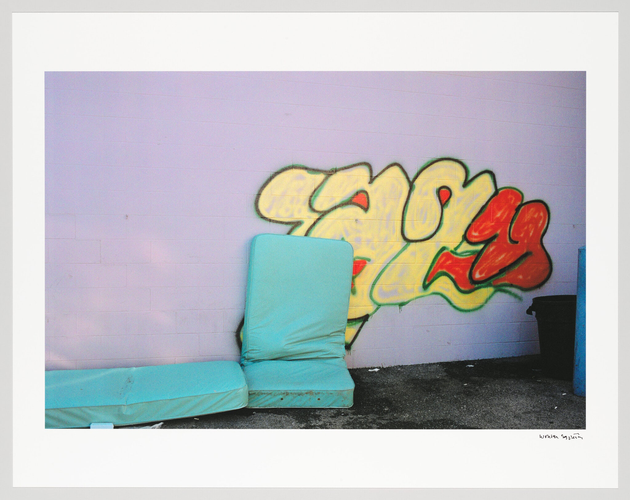 Untitled (Cushion, Purple Wall, Graffiti, Memphis)