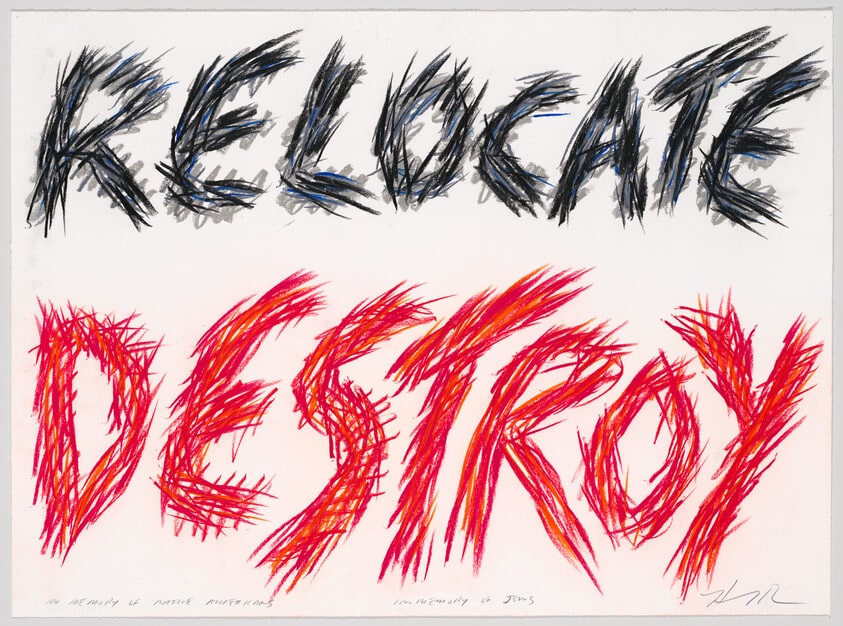 Relocate Destroy, In Memory of Native Americans, In Memory of Jews