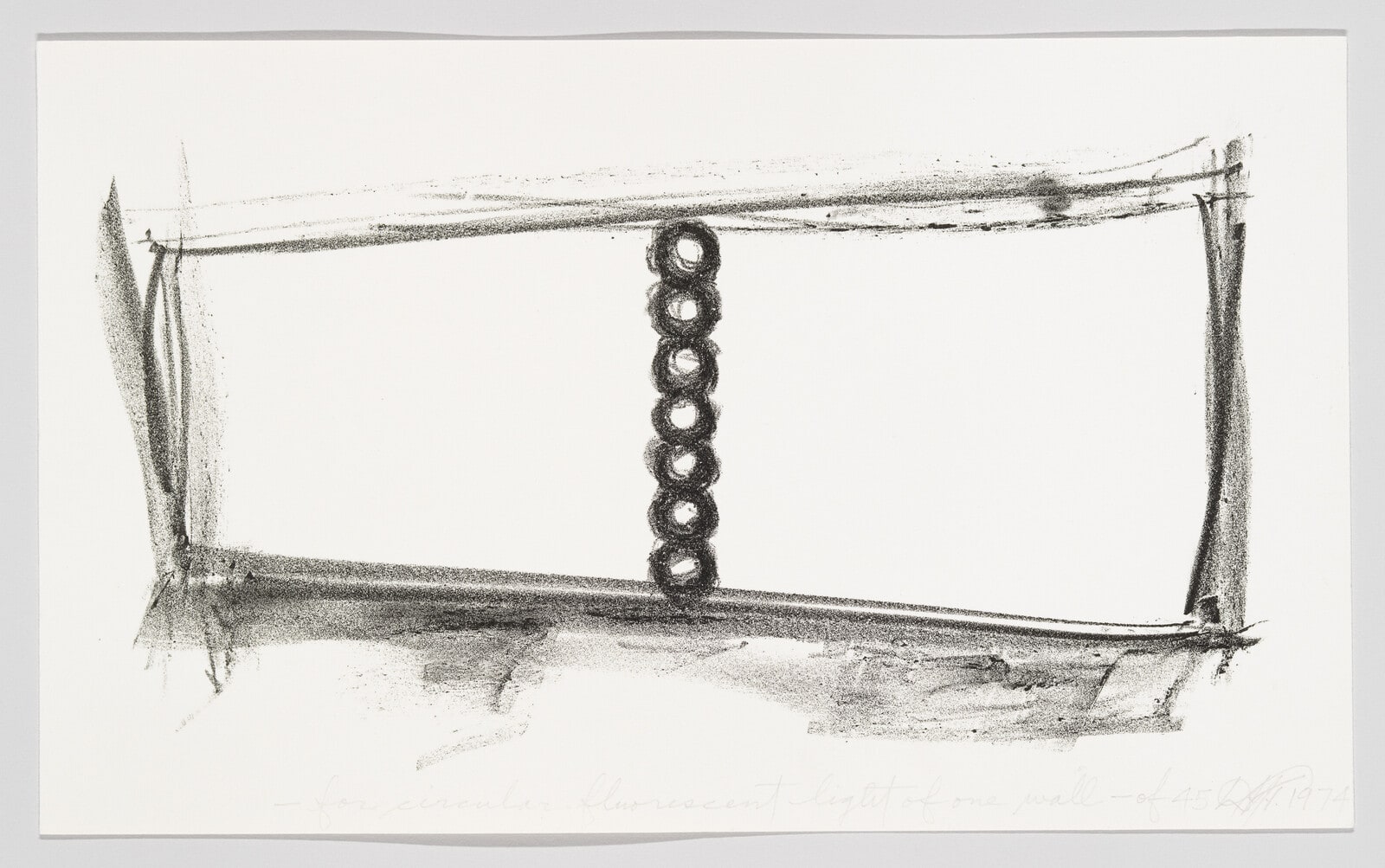 A sketch of circular fluorescent light of one wall