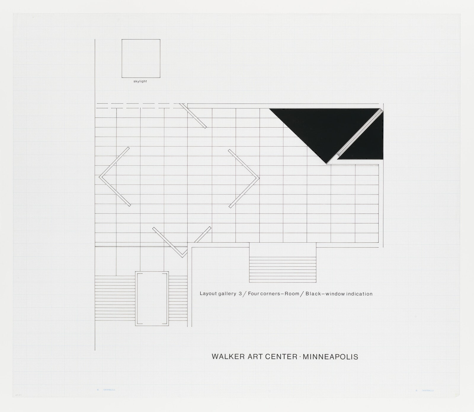 Layout Gallery 3/Four Corners-Room/Black-Window Indication, Walker Art Center, Minneapolis, 1976