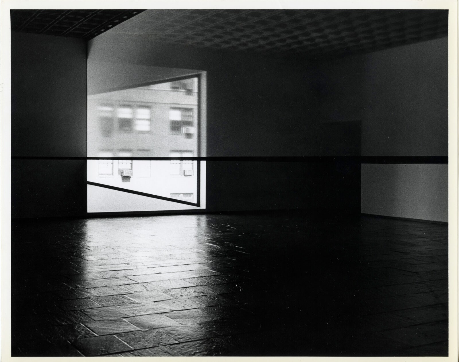 Scrim veil-Black rectangle-Natural light, Whitney Museum of American Art, New York