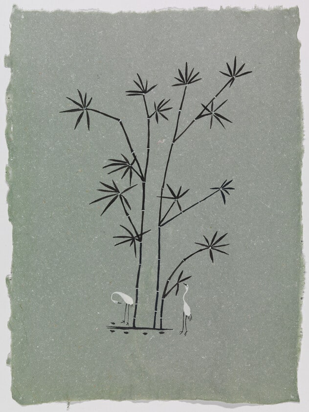 Two Egrets with Bamboo