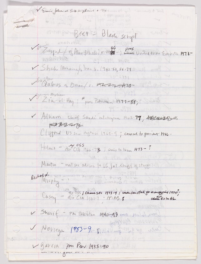 Untitled BCCI - Black Script (Notes for black and red script)