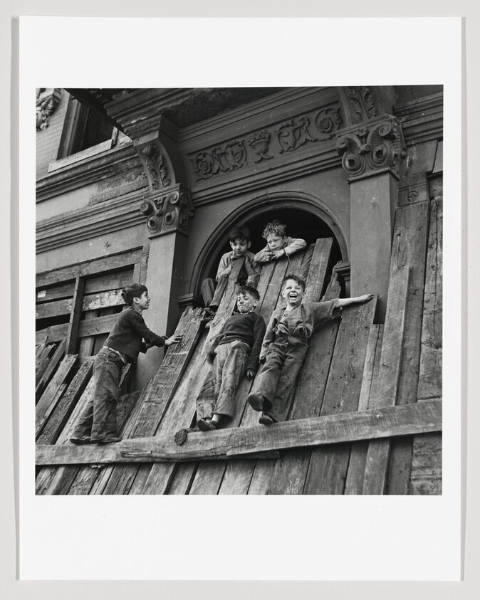 Boys Playing at Abandoned Building, New York City