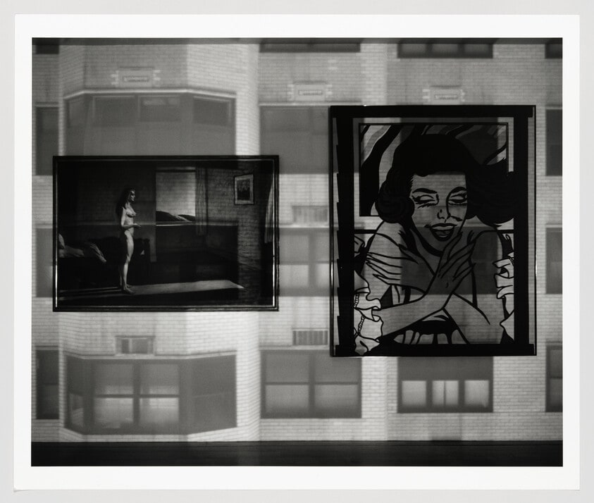 Camera Obscura Image of Windows in Gallery with Two Paintings, Whitney Museum of American Art [Edward Hopper, Woman in the Sun, 1961 and Roy Lichtenstein, Girl in Window (Study for World’s Fair Mural) © Estate of Roy Lichtenstein, 1963]