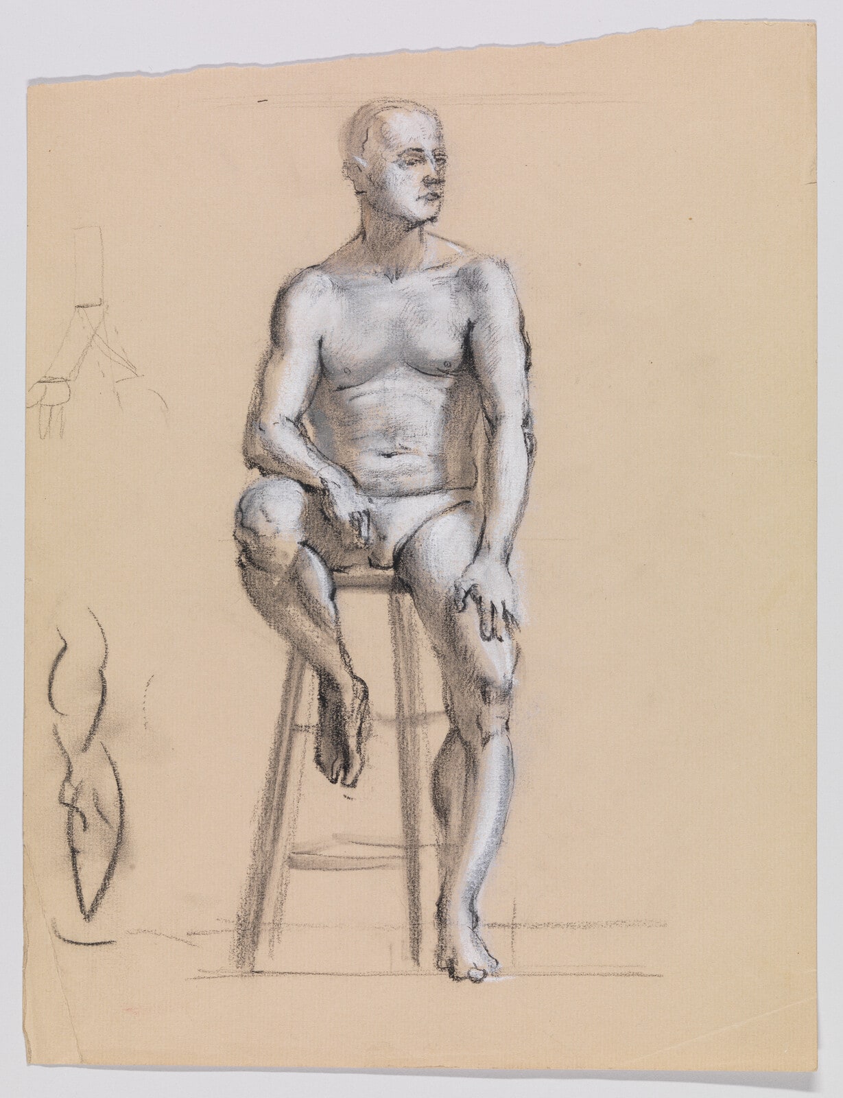 Male Nude on a Stool