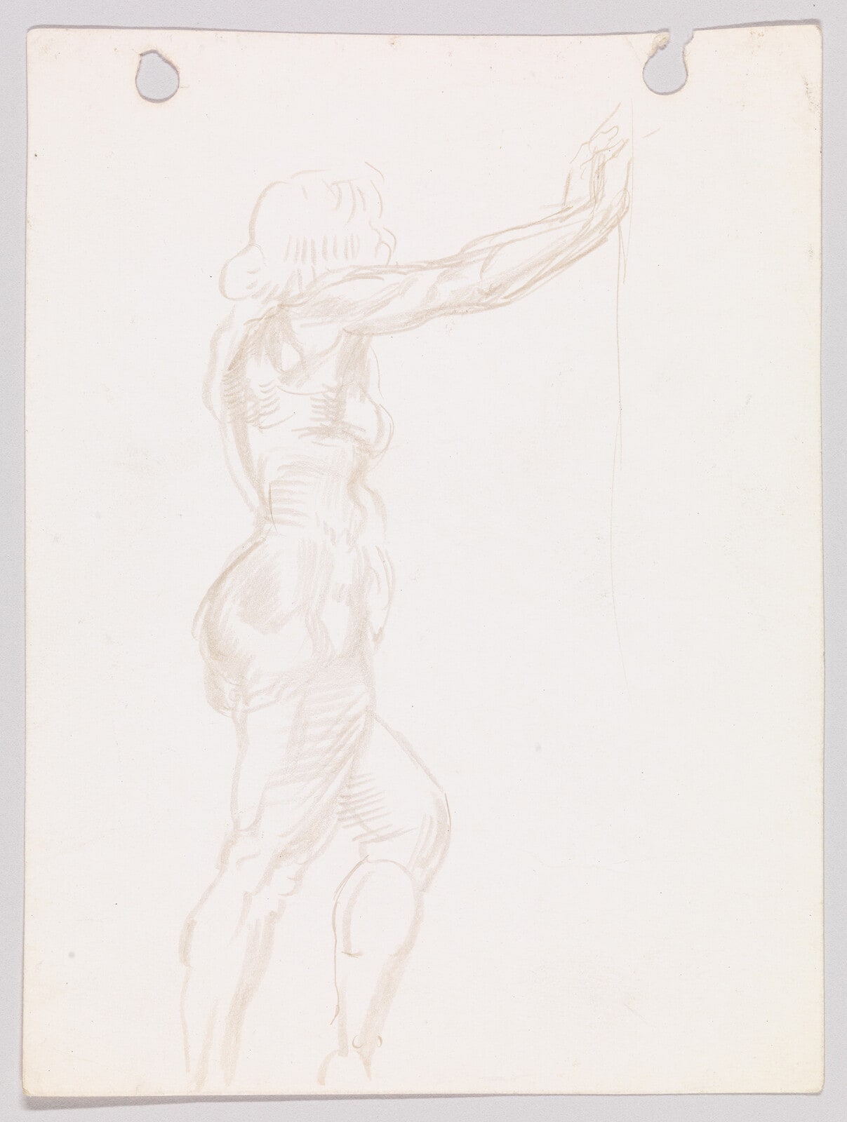 (Standing Female Nude Pushing on Wall)