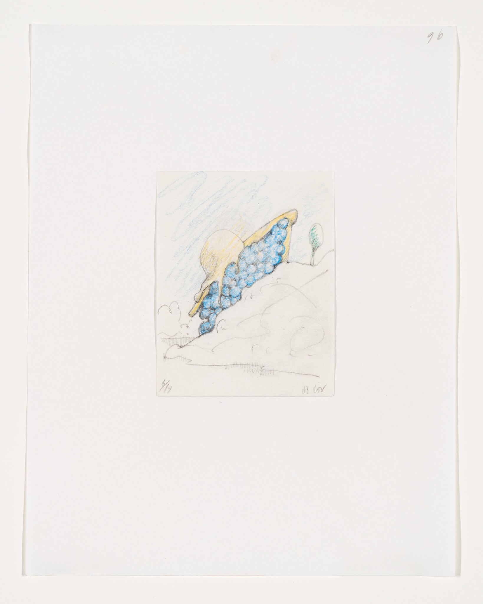 Notebook Page: Study for a House on the Shore of a Lake in the Form of a Blueberry Pie a la Mode