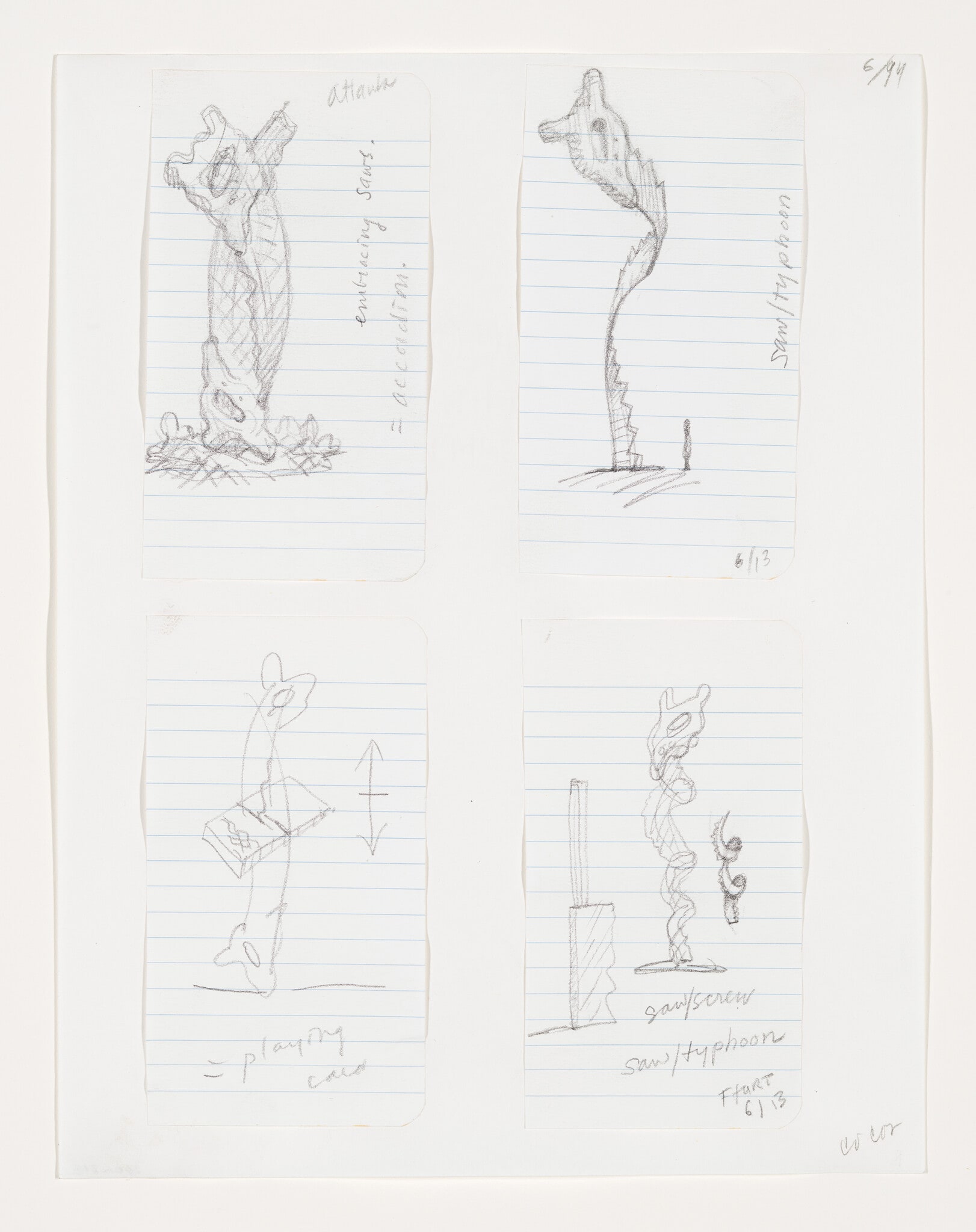 Notebook Page: Variations on a Sculpture in the Form of a Saw