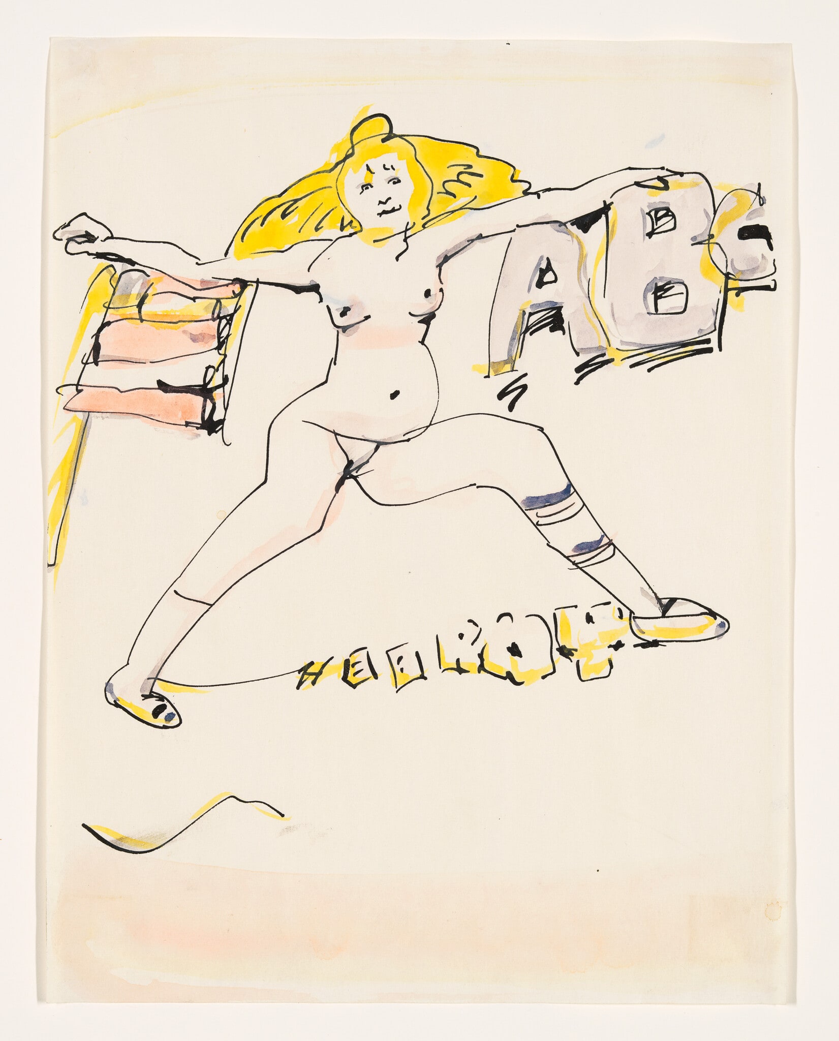 Nude Figure with American Flag—"ABC HOORAY"