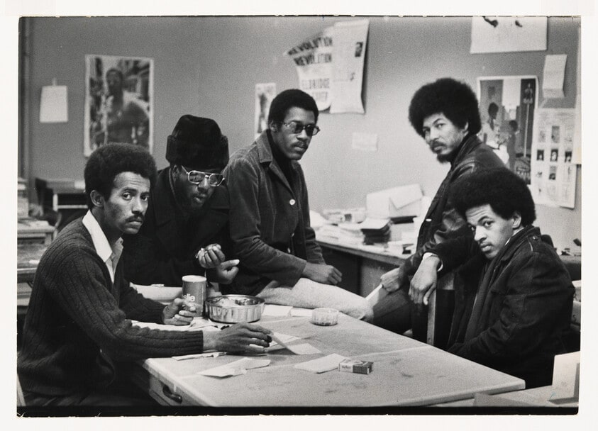 Black Panther members at Chapter headquarters in San Francisco, California