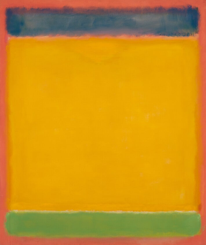 Untitled (Blue, Yellow, Green on Red)