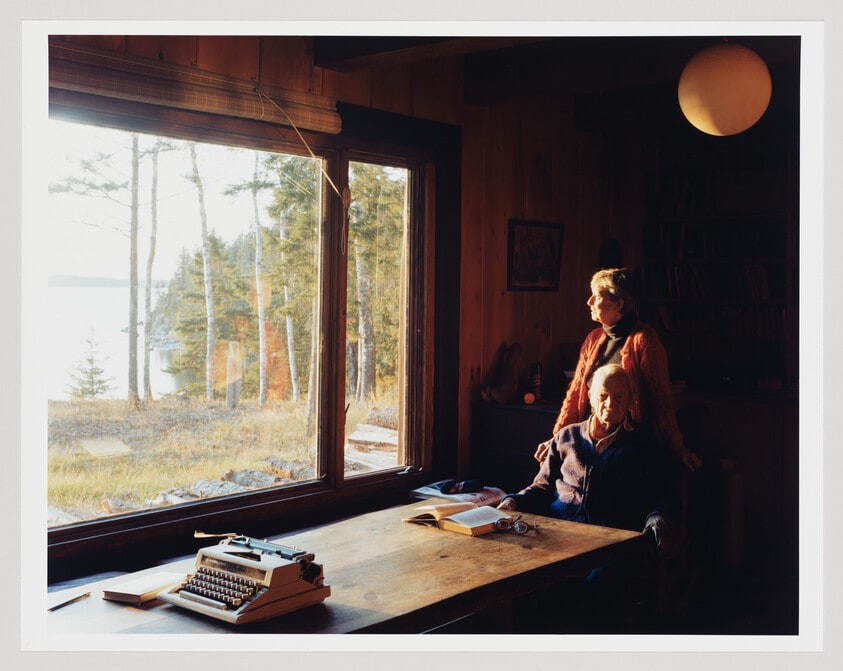 Scott and Helen Nearing at Forest Farm, Harborside, Maine, October 1982