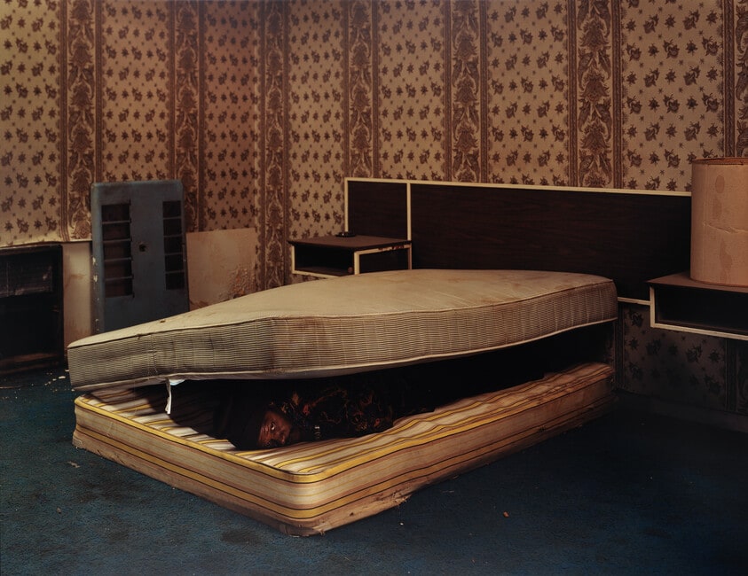 LARRY MAYES Scene of arrest, The Royal Inn, Gary, Indiana, Police found Mayes hiding beneath a mattress in this room, Served 18.5 years of an 80-year sentence for Rape, Robbery and Unlawful Deviate Conduct