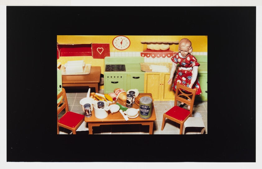 Blond/Red Dress/Kitchen