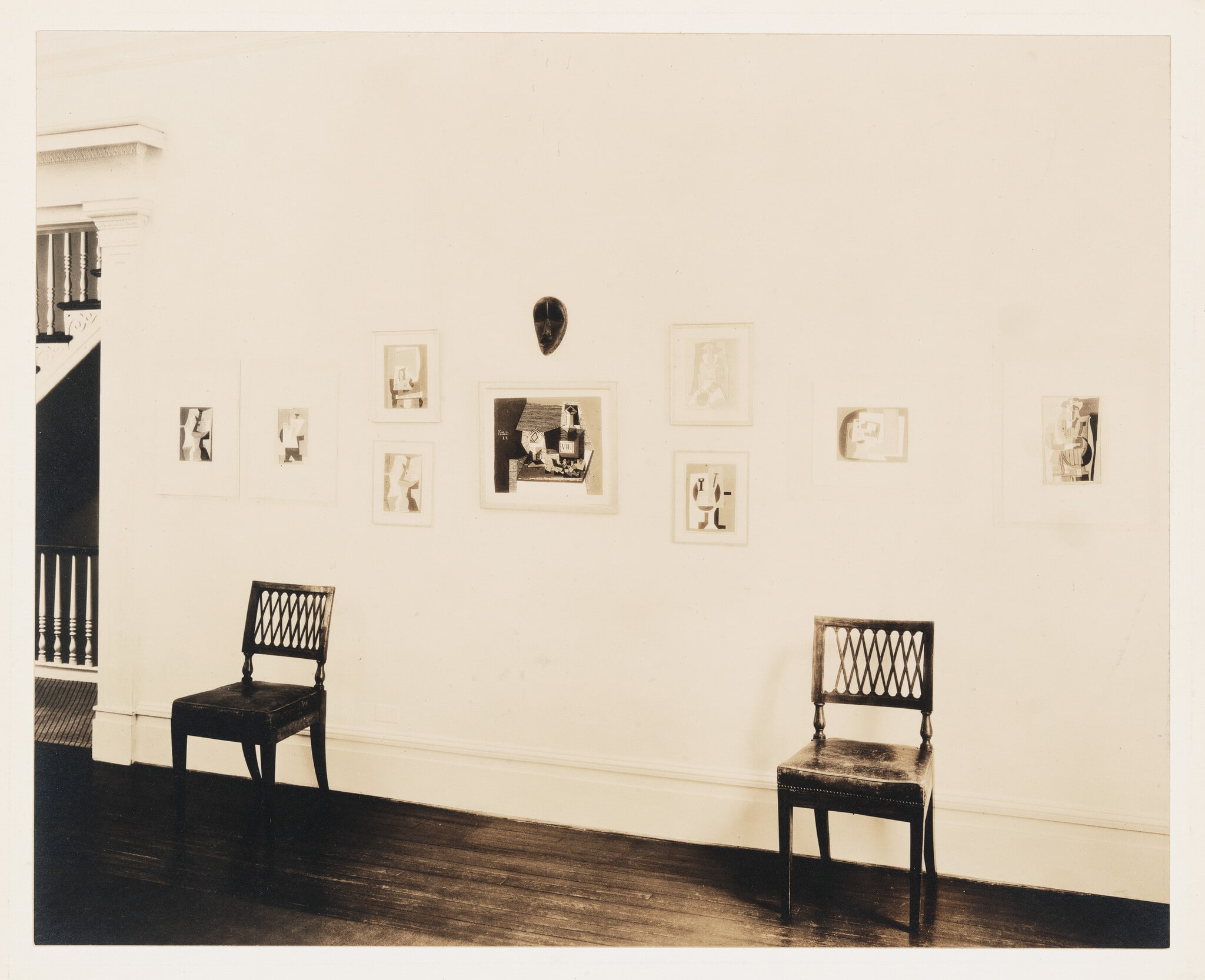 Installation view of Whitney Studio Club Exhibition "Recent Paintings by Pablo Picasso and Negro Sculpture"