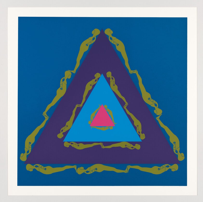 Untitled (Yellow me on triangular bands of color)